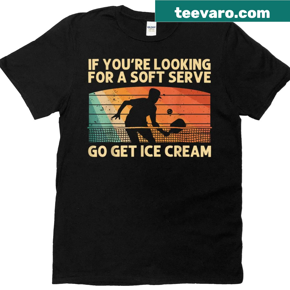Pickleball graphic t-shirt featuring a paddle and ball illustration — on a men's t-shirt
