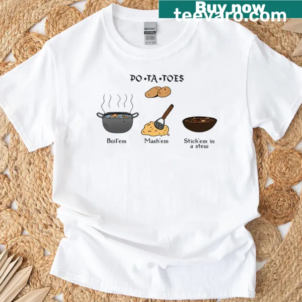 Playful typography design featuring the phrase 'Po-ta-toes'