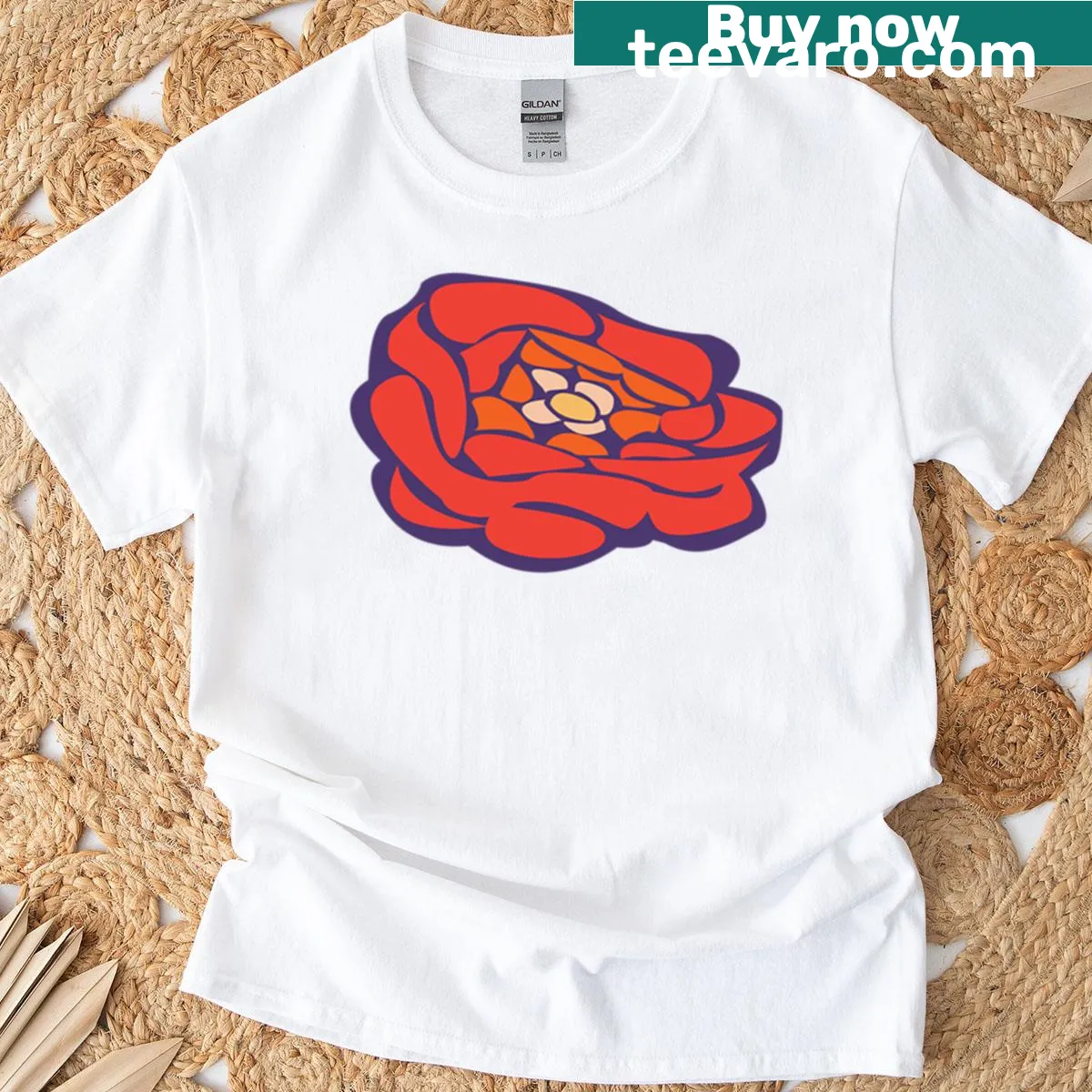 Illustrative design of a poppy flower on a T-shirt — on a men's t-shirt
