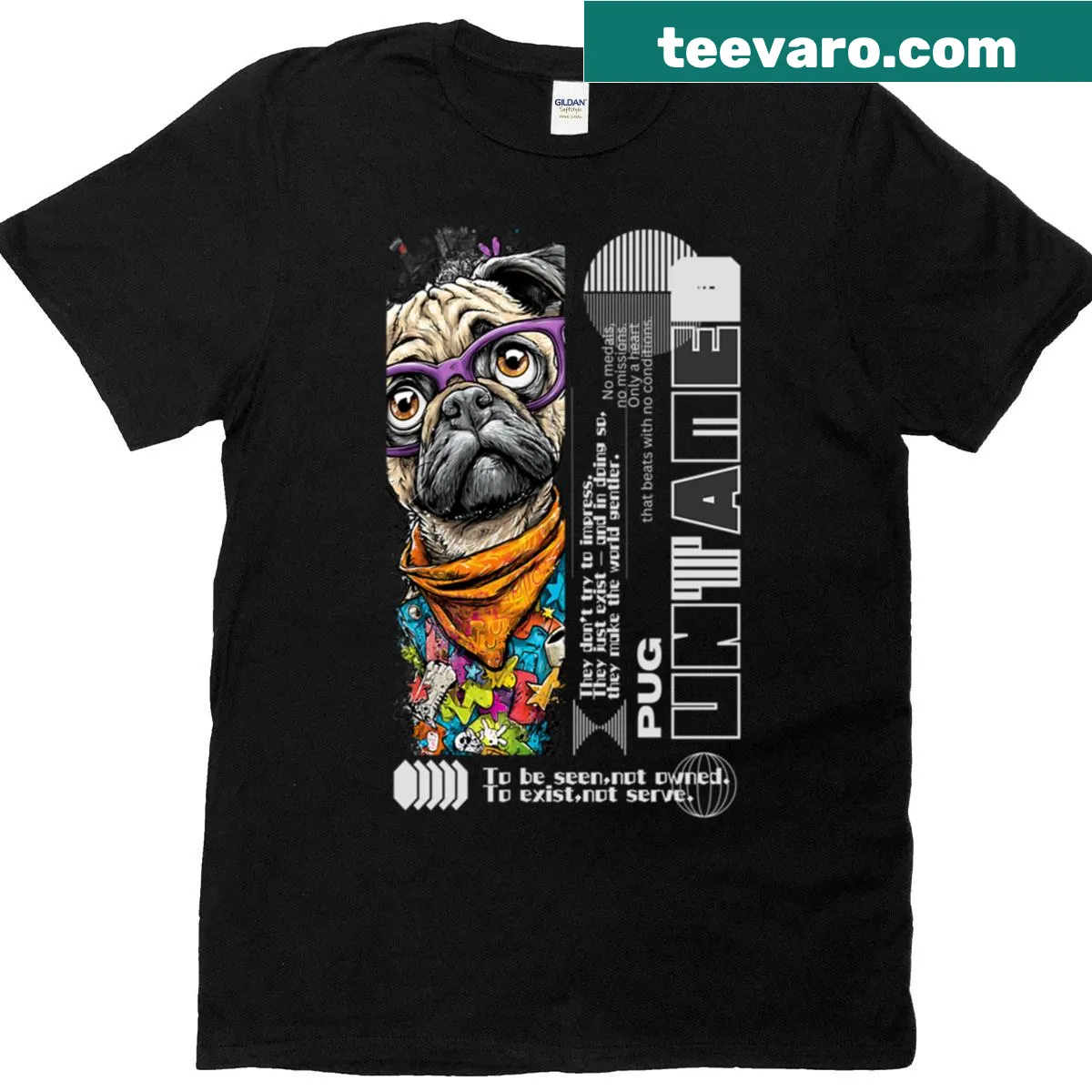 Funny pug graphic t-shirt for dog lovers — on a men's t-shirt