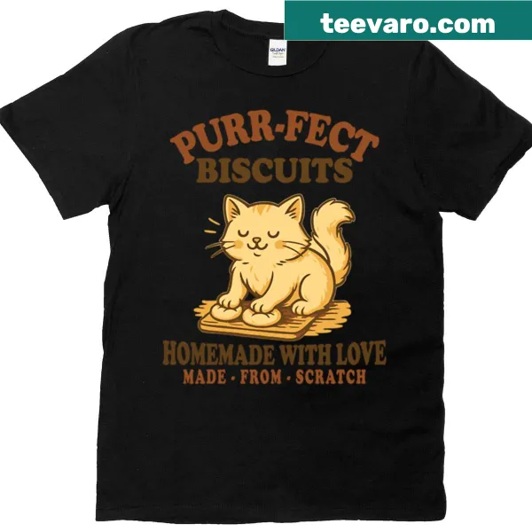 T-shirt with a cat illustration kneading biscuits