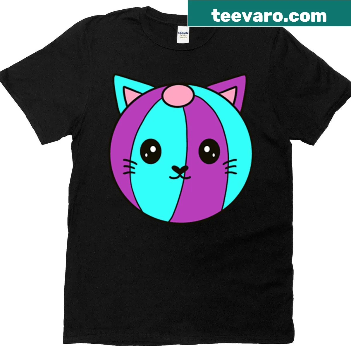 Purrball t-shirt featuring a whimsical cat graphic — on a men's t-shirt