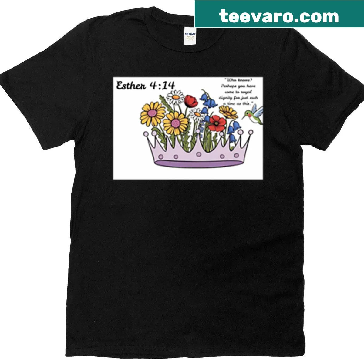 Queen Esther 414 t-shirt with inspirational text — on a men's t-shirt