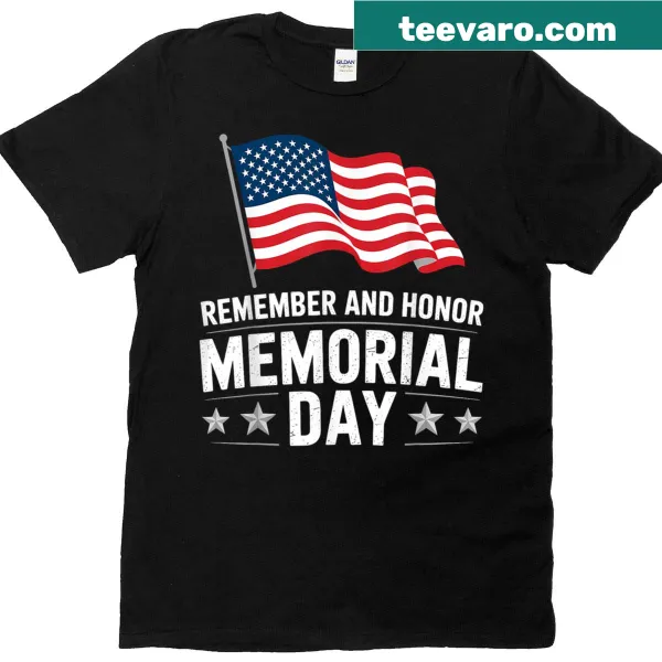 Patriotic flag design T-shirt emphasizing honor and remembrance