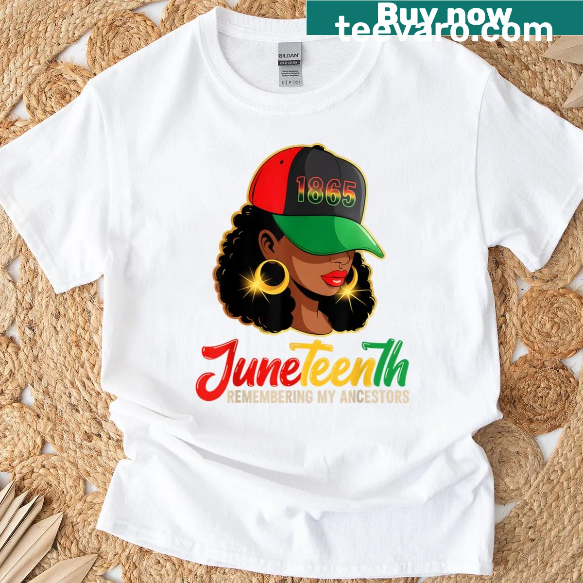 T-shirt honoring Black women with 'Remembering My Ancestors' text — on a men's t-shirt