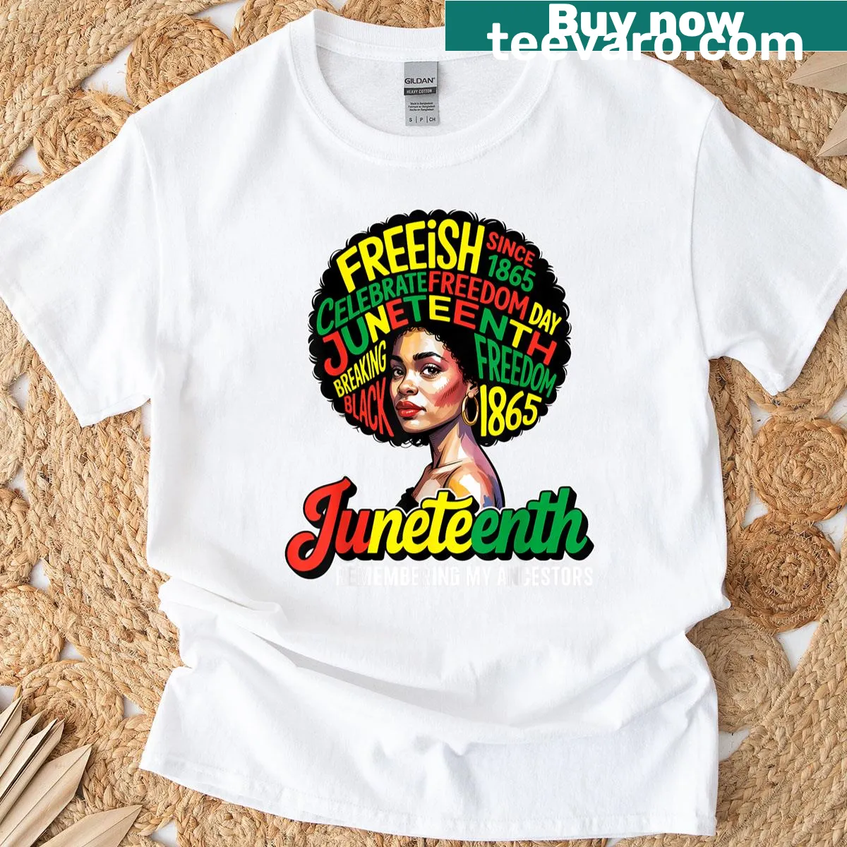 T-shirt celebrating African women with 'Remembering My Ancestors' text — on a men's t-shirt