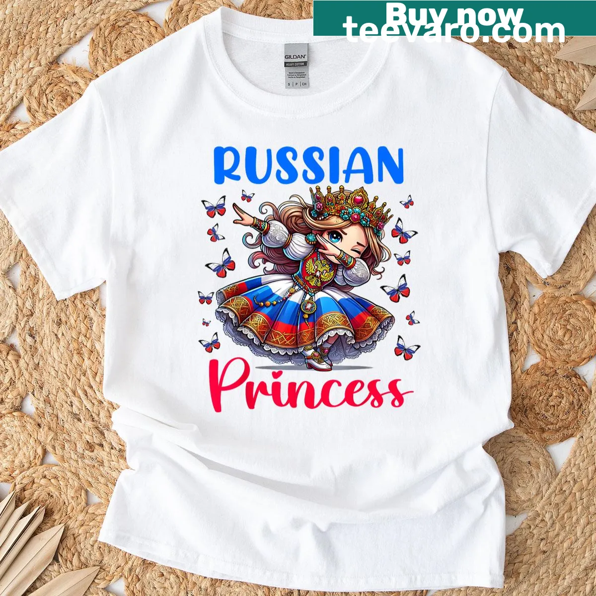 Cute T-shirt featuring a girl in a princess dress doing a dab — on a men's t-shirt