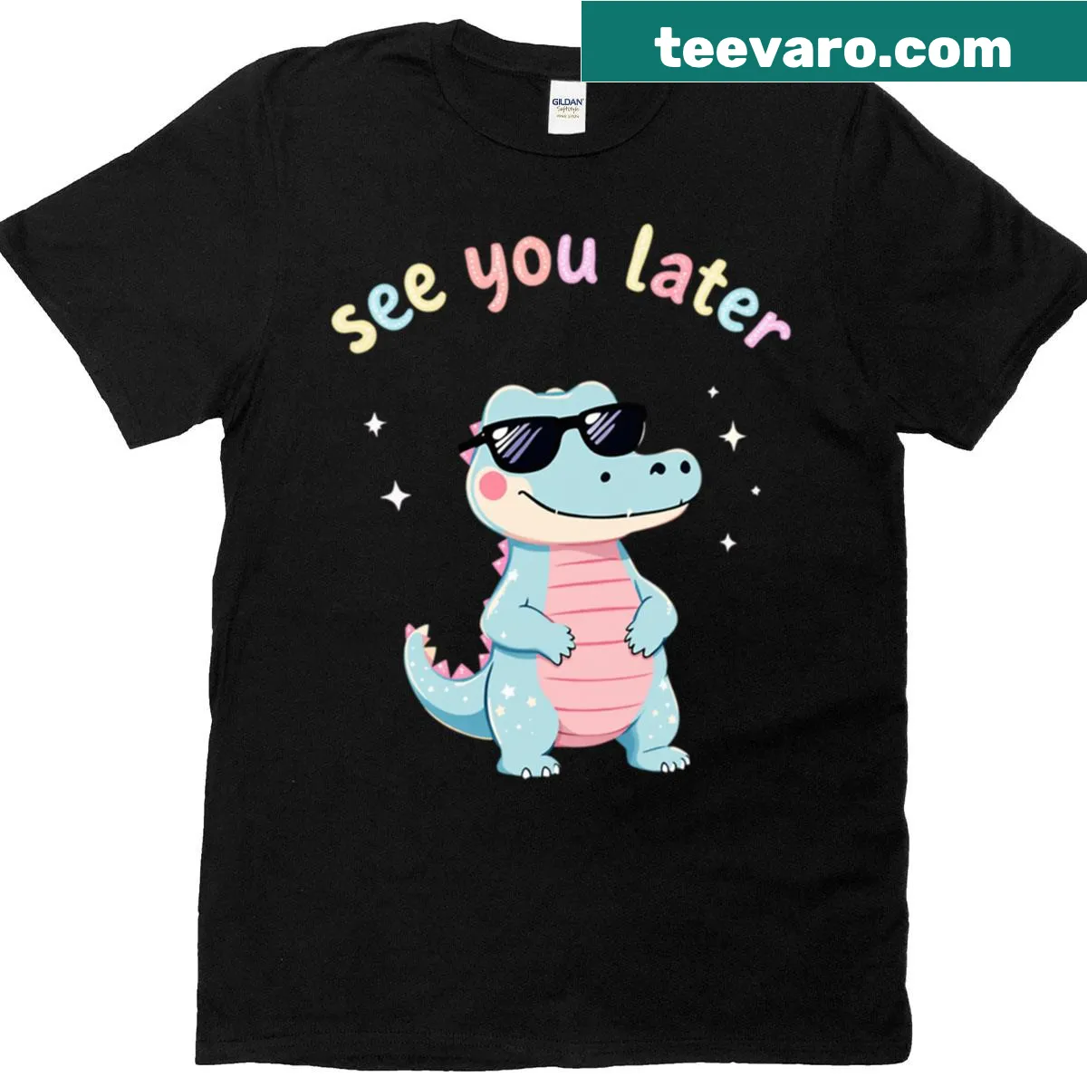Cute cartoon alligator design on a T-shirt — on a men's t-shirt