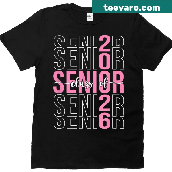 Stylish T-shirt for Class of 2026 seniors featuring bold typography
