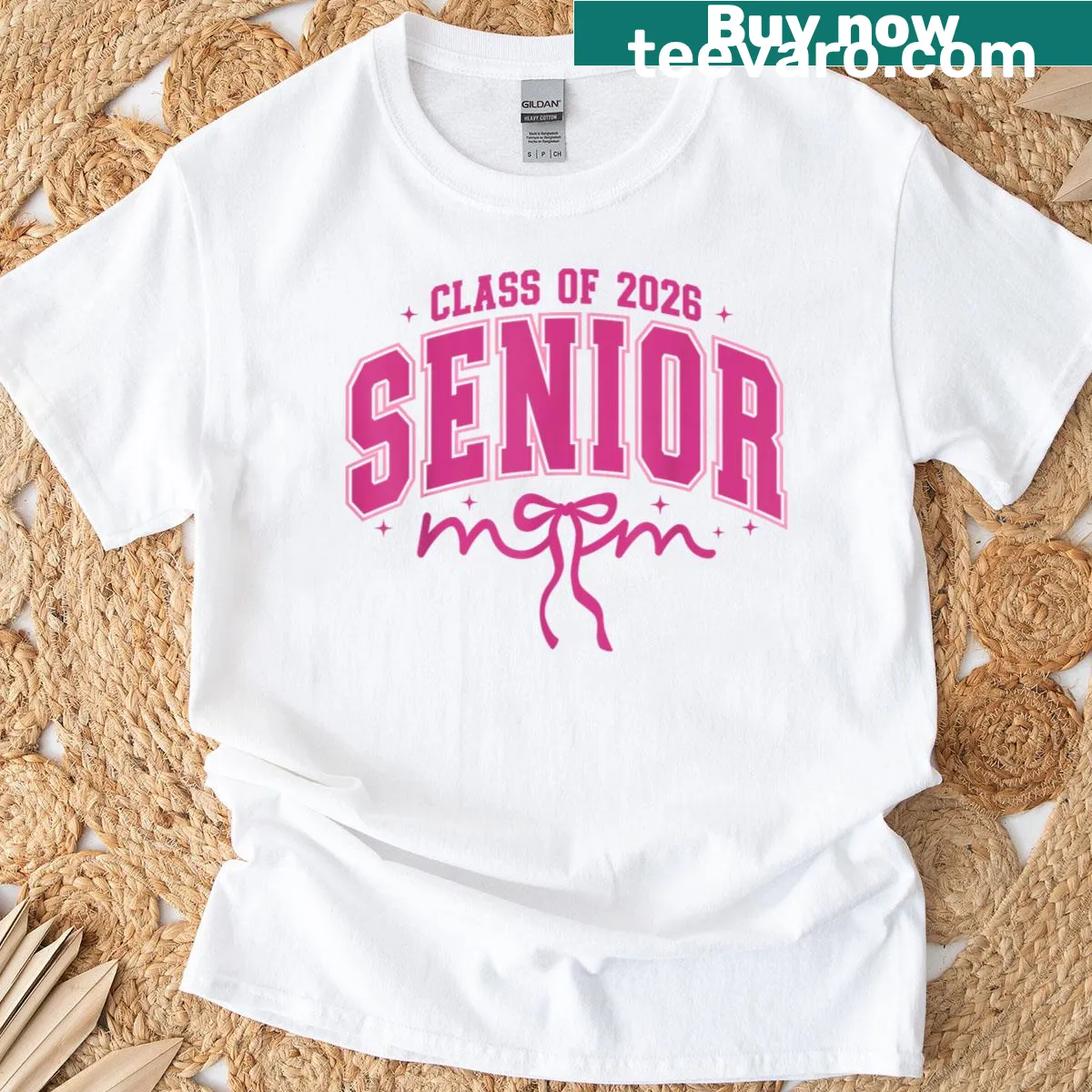 Senior Mom t-shirt with a pink bow and 'Senior Mama' text — on a men's t-shirt