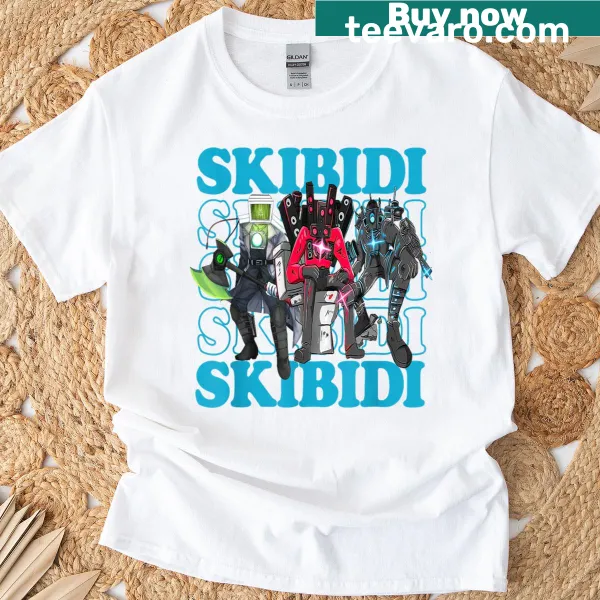 T-shirt featuring the phrase 'Skibidi Skibidi Skibidi' in bold typography
