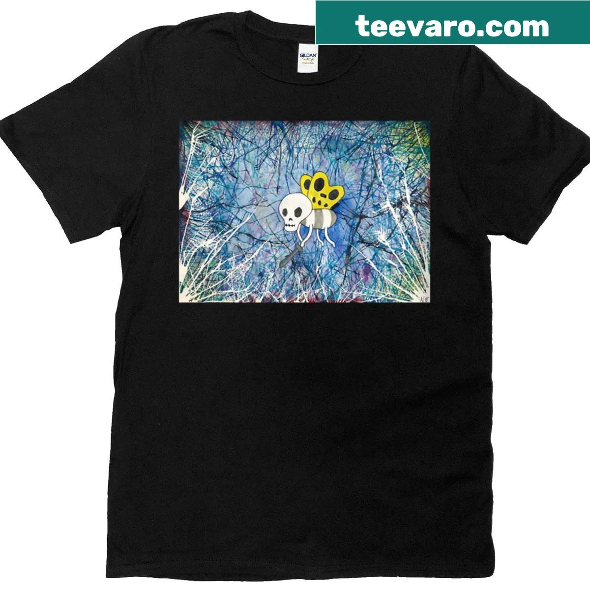Edgy skull and fly graphic t-shirt for a bold look — on a men's t-shirt