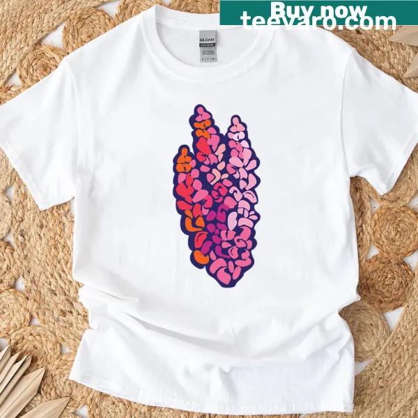 Illustrated snapdragon flower design on a T-shirt