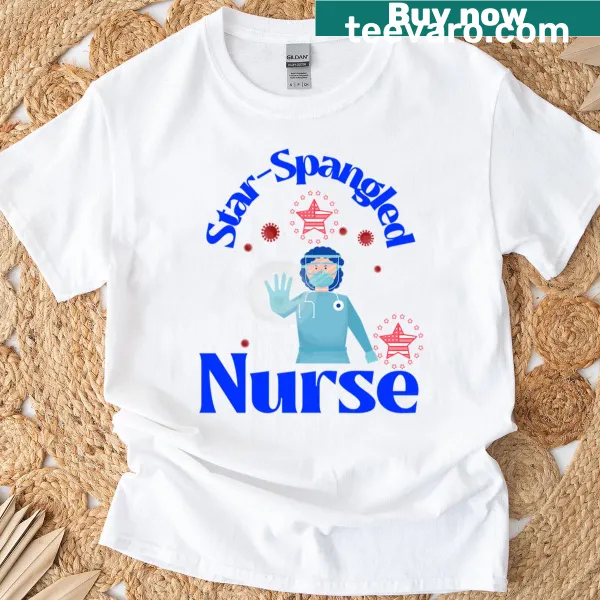Star-spangled design honoring nurses on a t-shirt