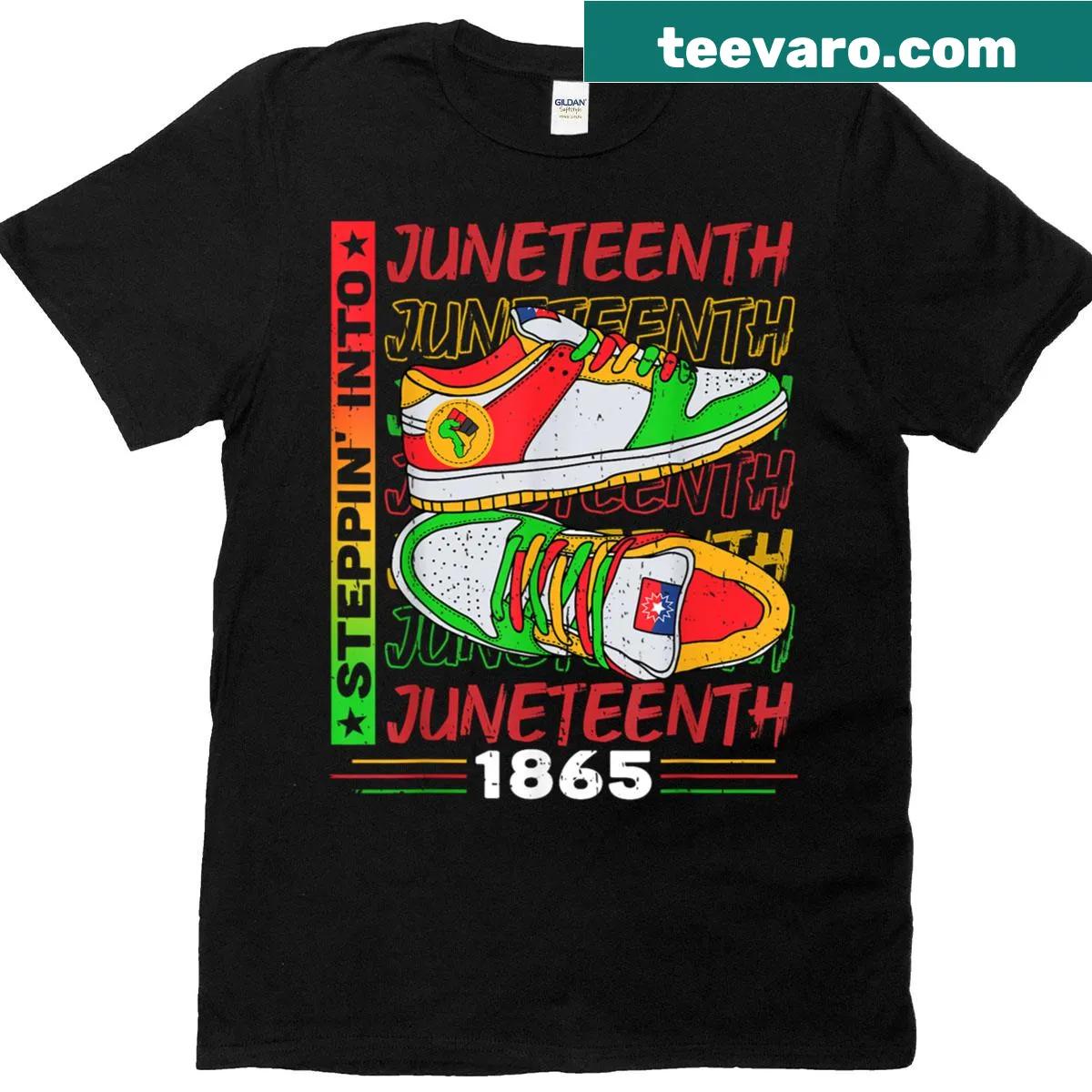 Juneteenth t-shirt featuring an Afro woman graphic — on a men's t-shirt