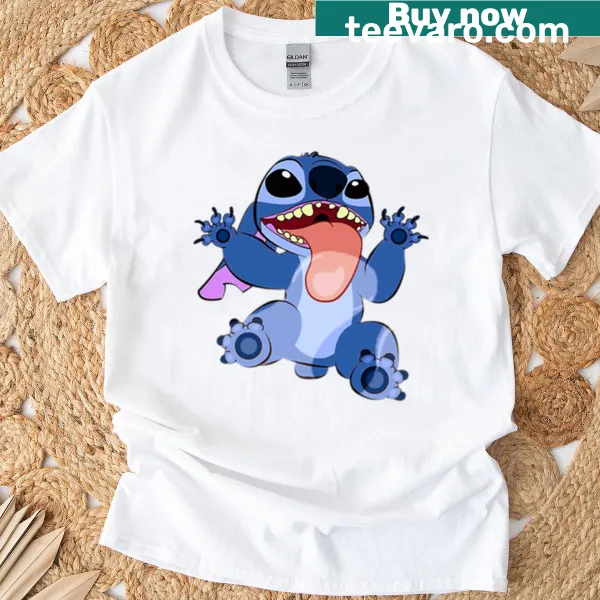 Cartoon design featuring Stitch character on a T-shirt