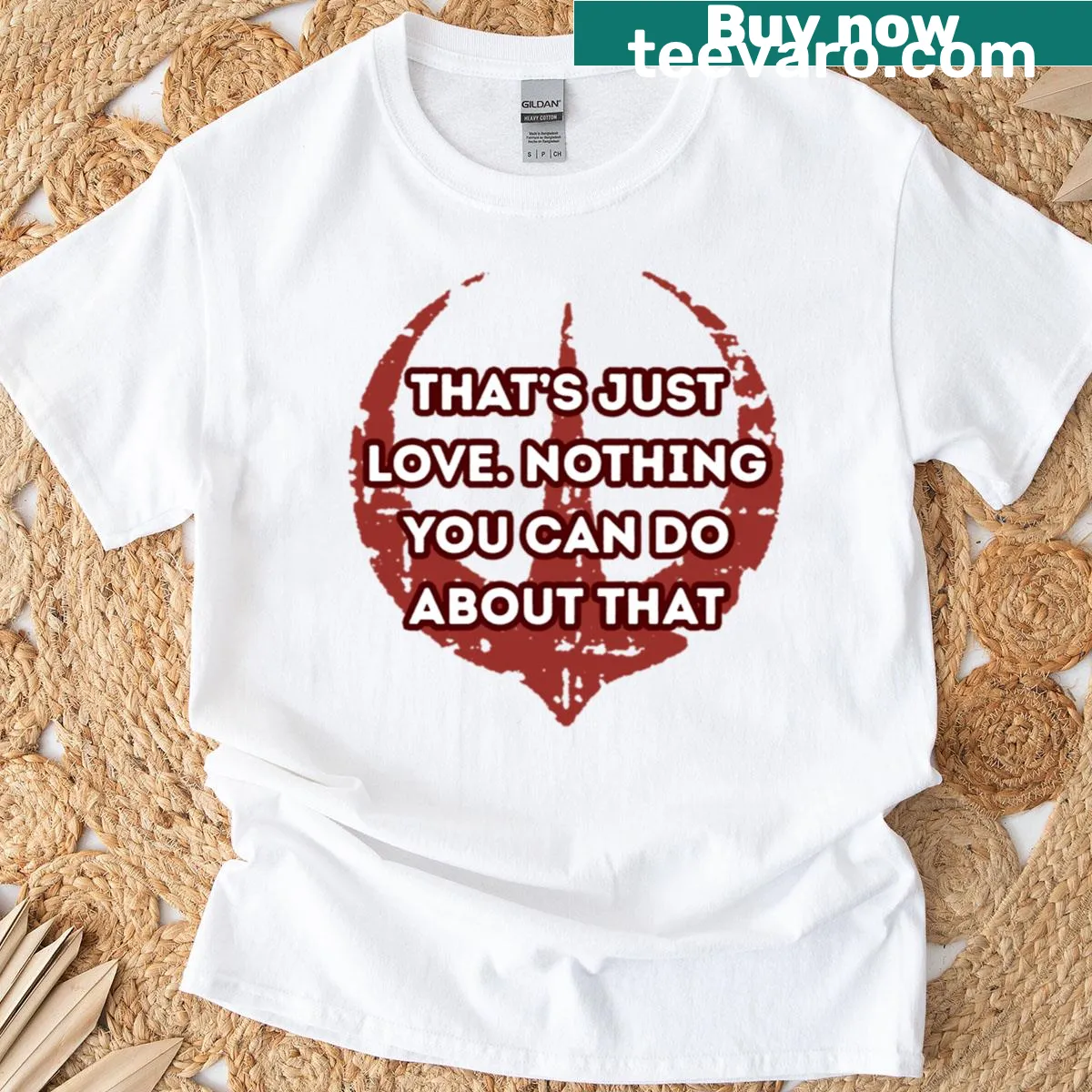 Typographic design featuring the phrase about love — on a men's t-shirt