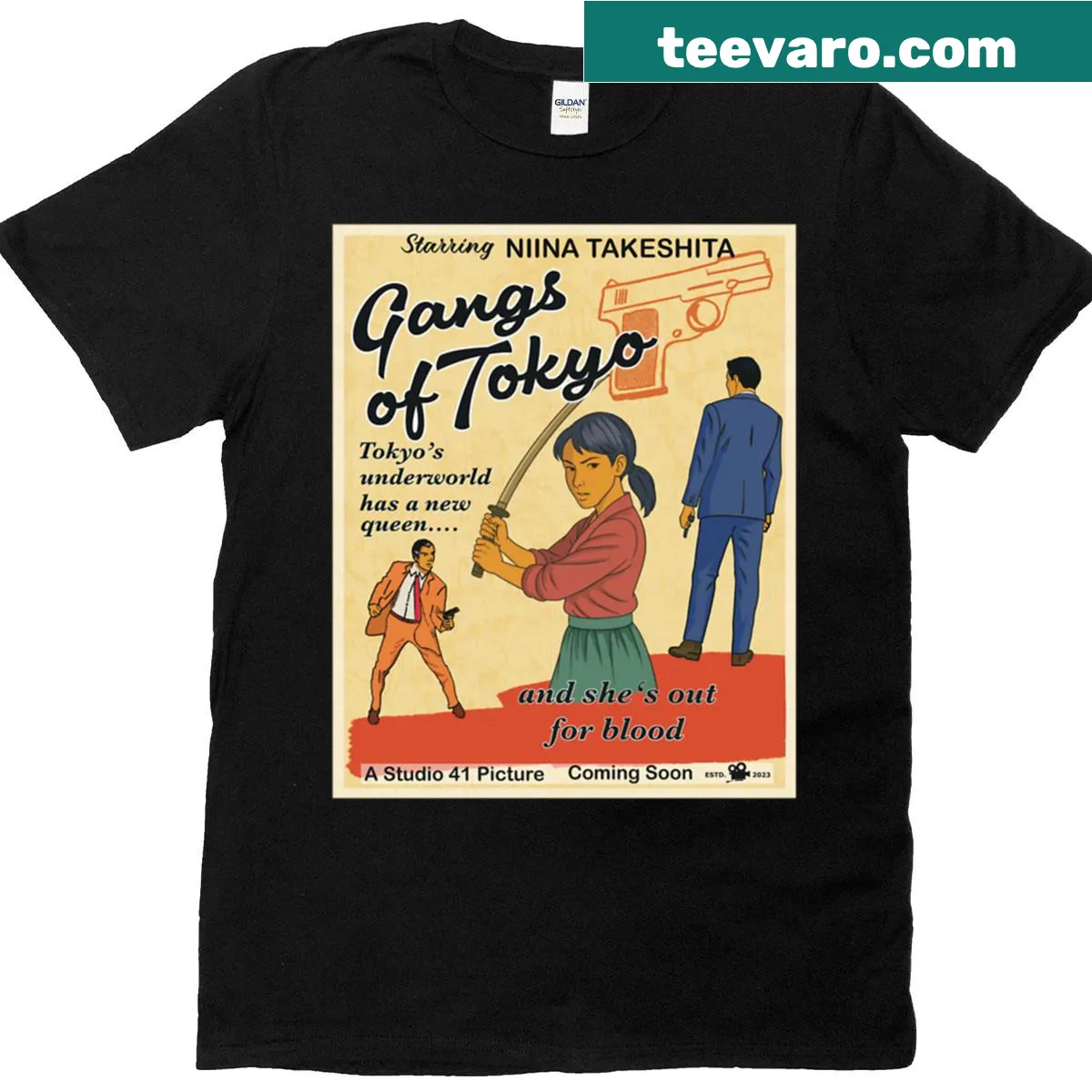 Urban culture inspired T-shirt featuring Tokyo gangs design. — on a men's t-shirt