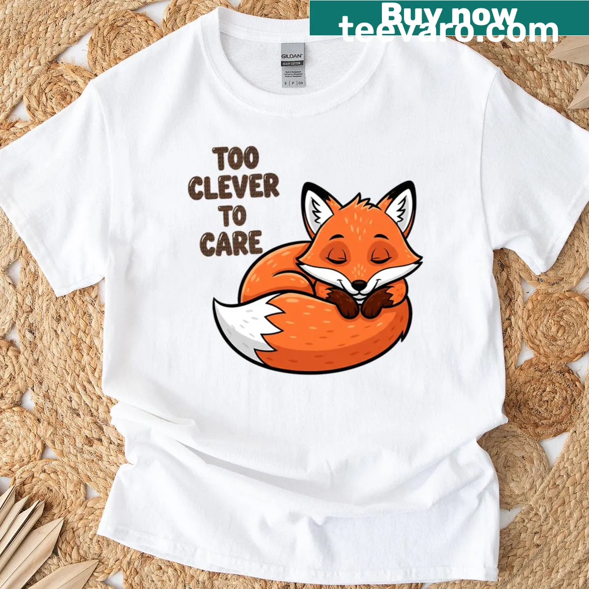 Illustration of a sleeping fox on a T-shirt — on a men's t-shirt