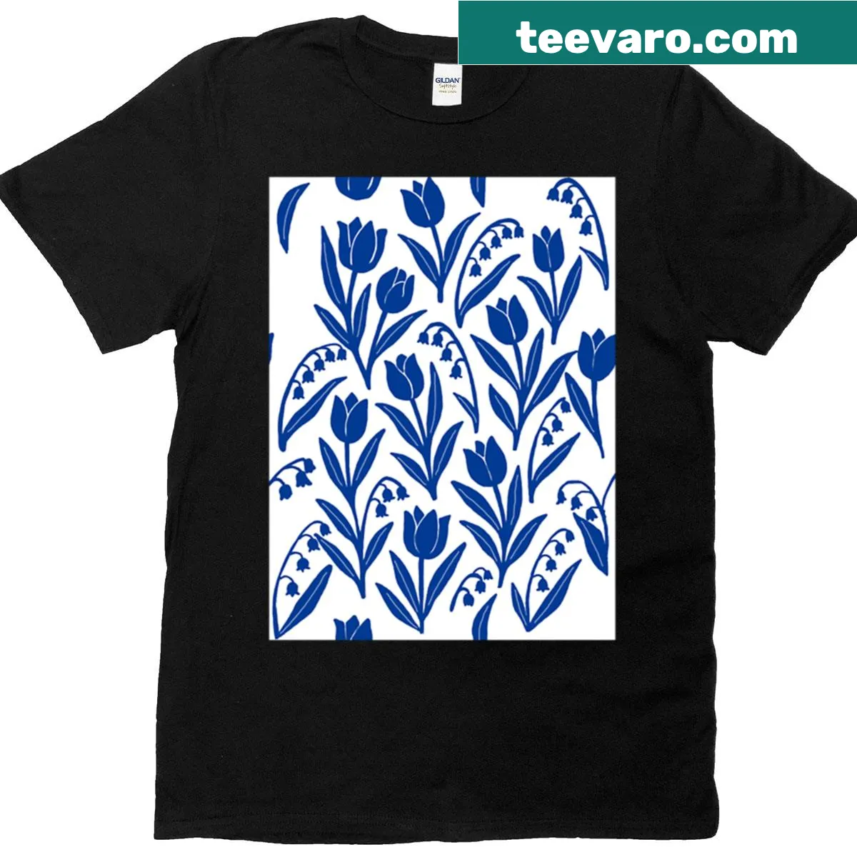 Floral T-shirt with tulips and lilies illustration. — on a men's t-shirt