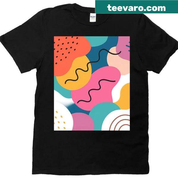 Abstract lines and blobs graphic T-shirt for modern art lovers