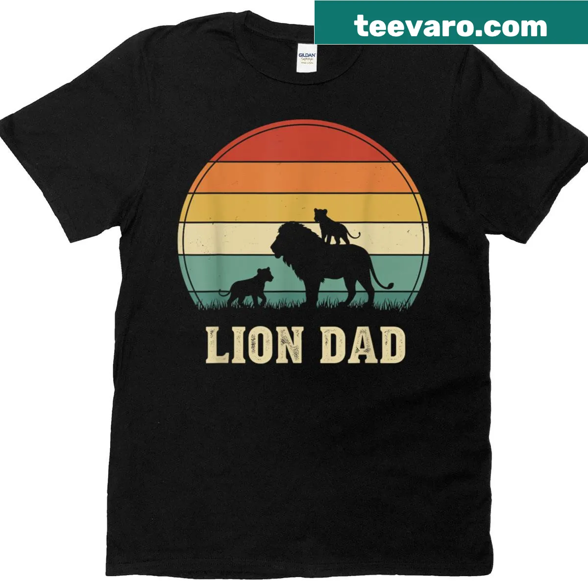 Vintage lion graphic for dads T-shirt — on a men's t-shirt