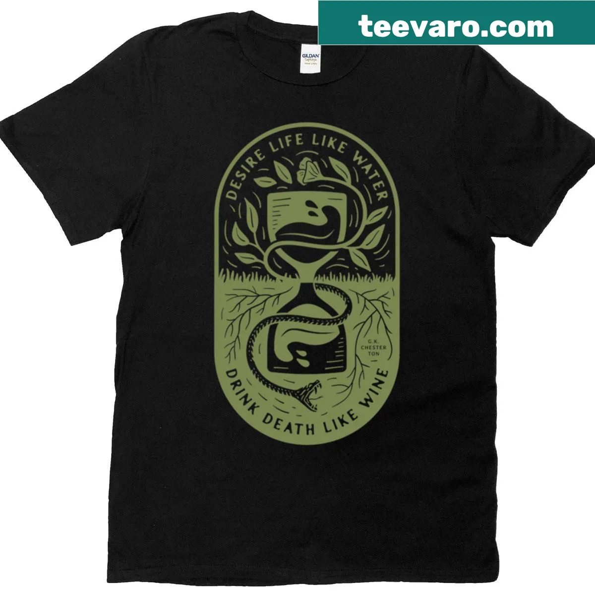 Funny T-shirt featuring text about water and wine — on a men's t-shirt
