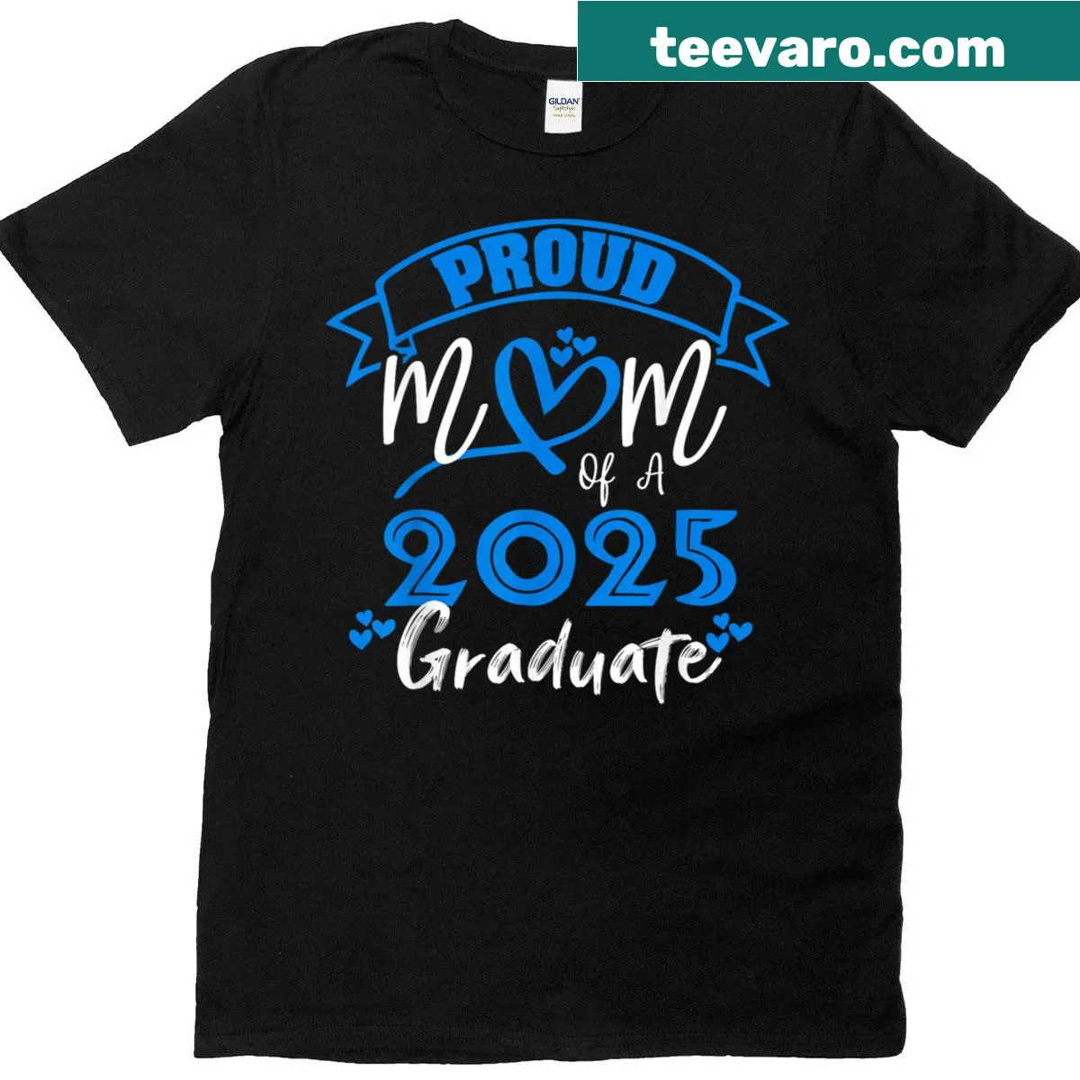T-shirt for proud moms featuring 'Proud Mom Of A 2025 Graduate' text — on a men's t-shirt