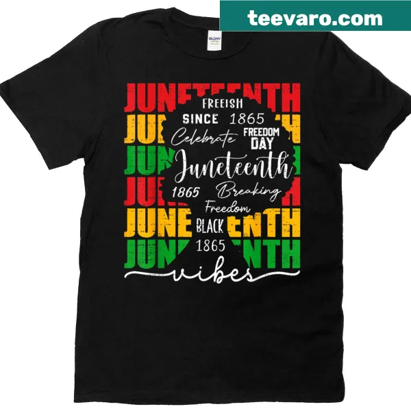 Juneteenth themed T-shirt with the text 'Vibes Only'