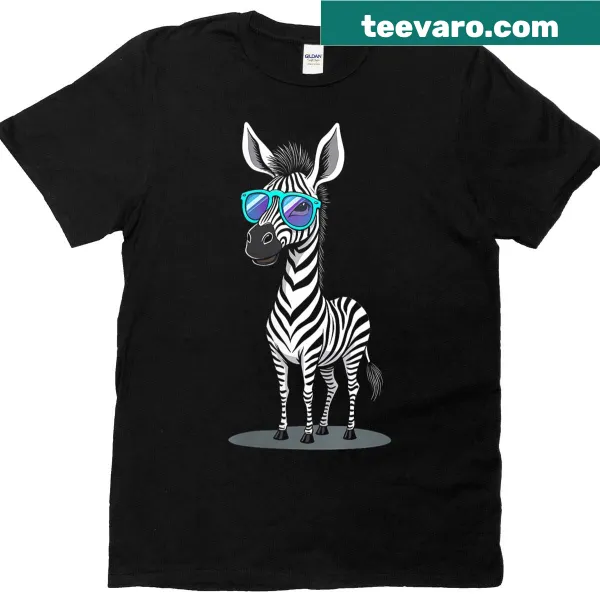 Illustration of a zebra in sunglasses graphic t-shirt