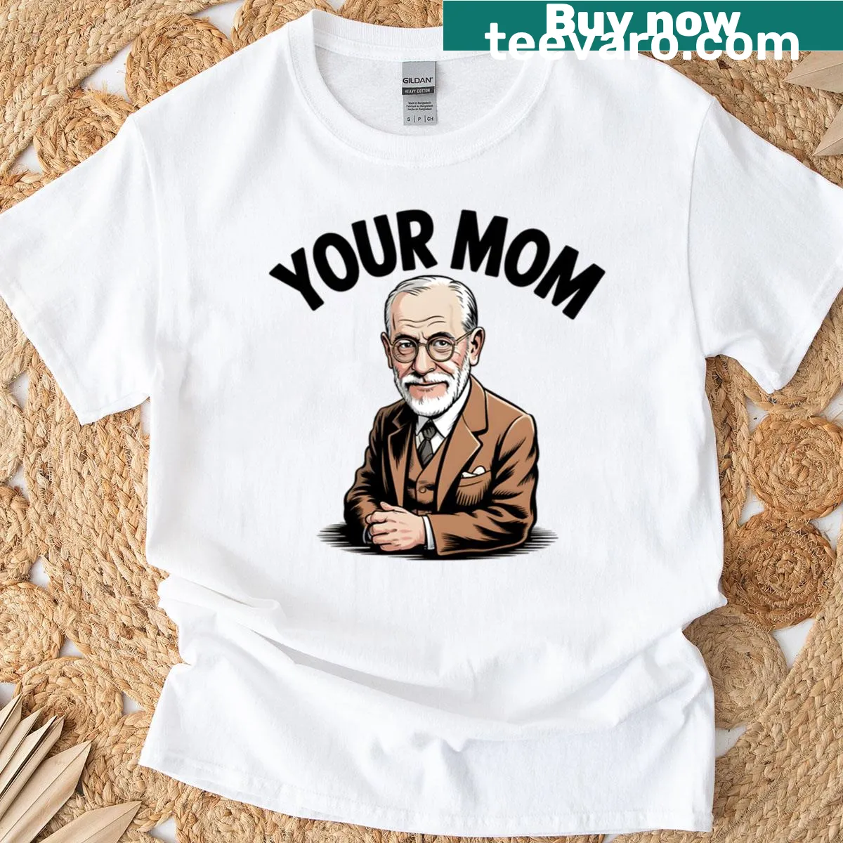 Bold typography saying 'Your Mom' on a casual t-shirt design. — on a men's t-shirt