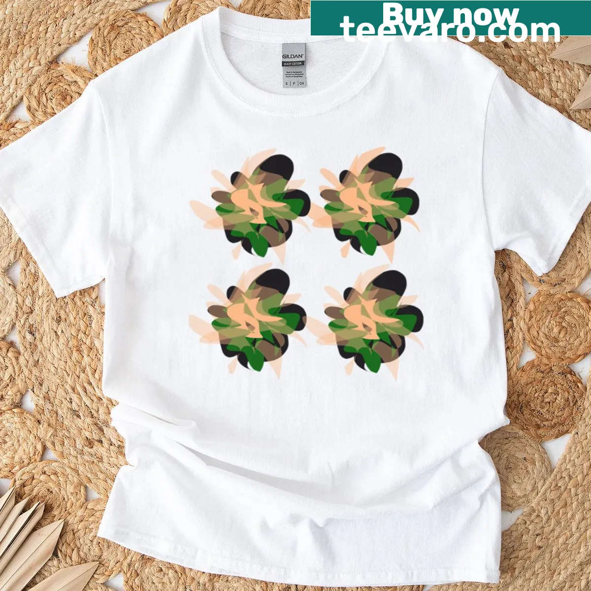T-shirt with abstract floral design for nature lovers — on a men's t-shirt