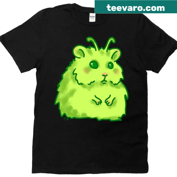 Cartoon design of an alien hamster on a playful kids t-shirt.