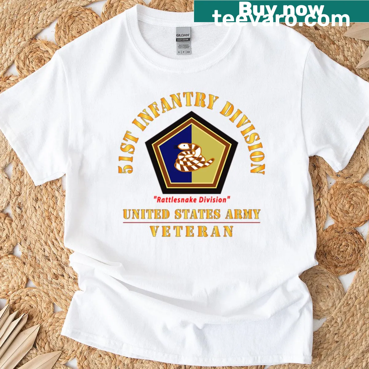 Rattlesnake Division emblem displayed on a shirt — on a men's t-shirt