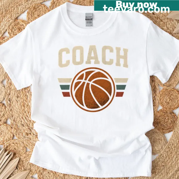 Basketball coach t-shirt with bold 'Coach' graphic and basketball design