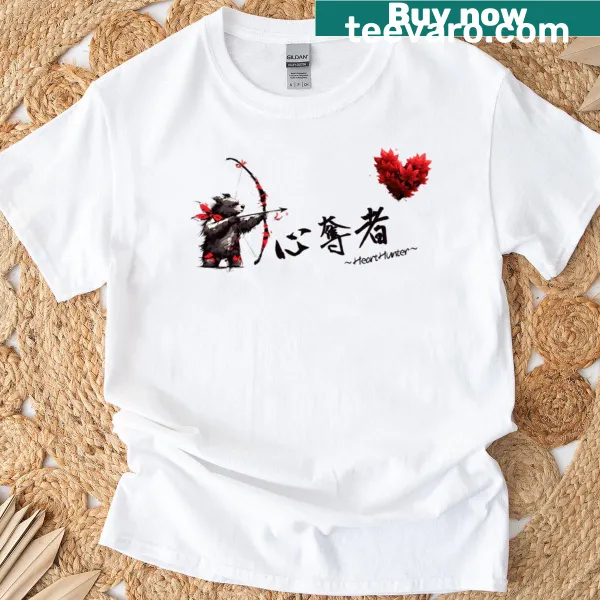 Bear graphic with Japanese calligraphy and maple leaf design