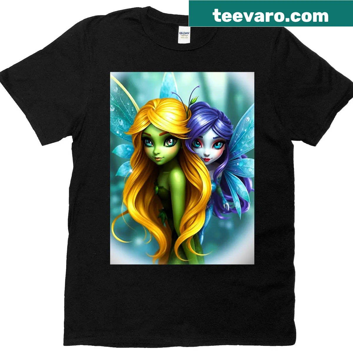 T-shirt with whimsical illustrations celebrating friendship in an enchanted grove. — on a men's t-shirt