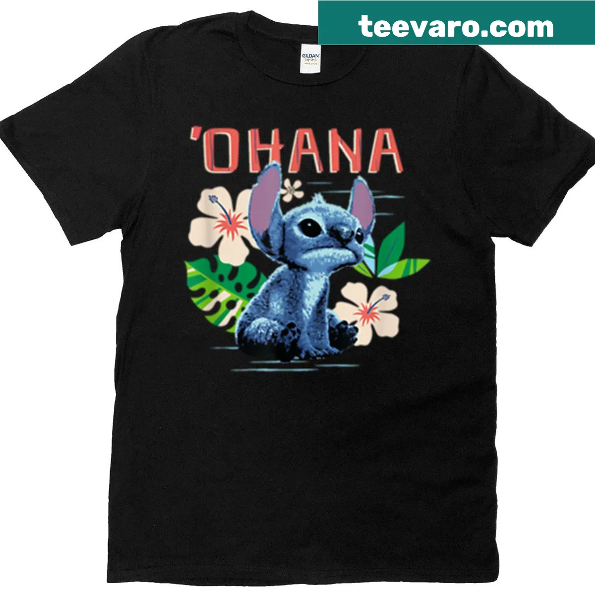 Oversized T-shirt with a whimsical blue island buddy design. — on a men's t-shirt