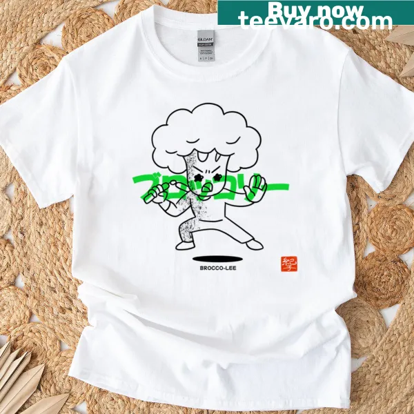 Oversized T-shirt featuring a cartoon broccoli character with a humorous expression