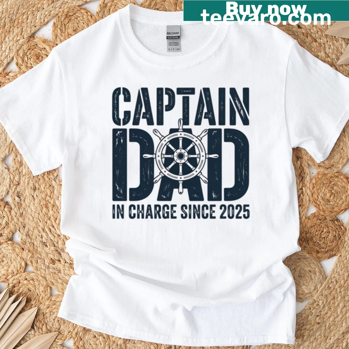 Oversized 'Captain Dad' graphic T-shirt for fathers — on a men's t-shirt