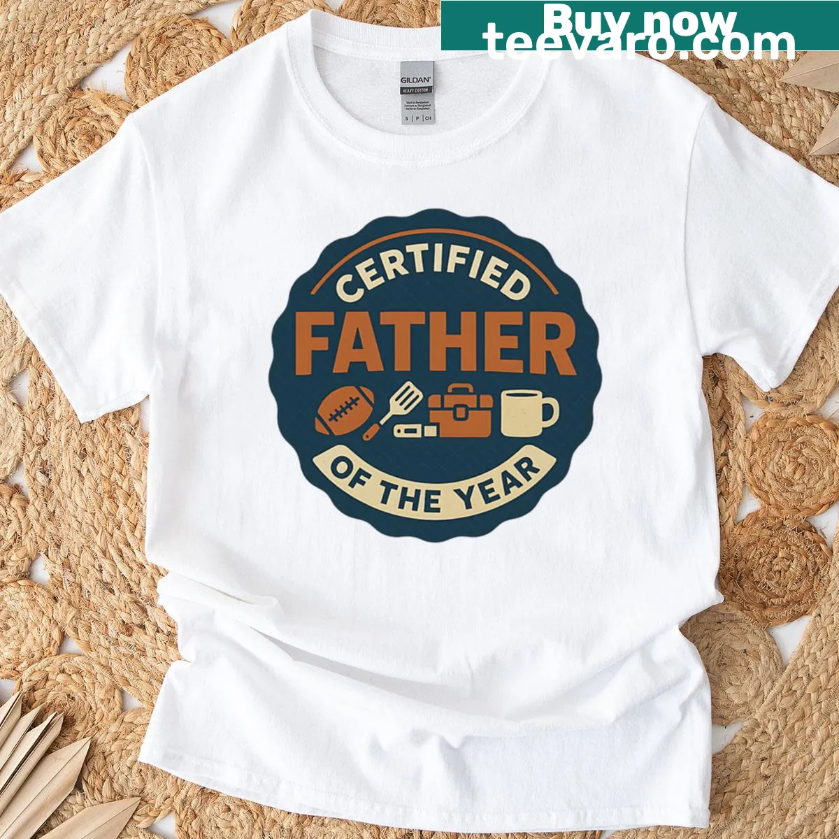 Certified Father Of The Year T-shirt for Fathers Day — on a men's t-shirt