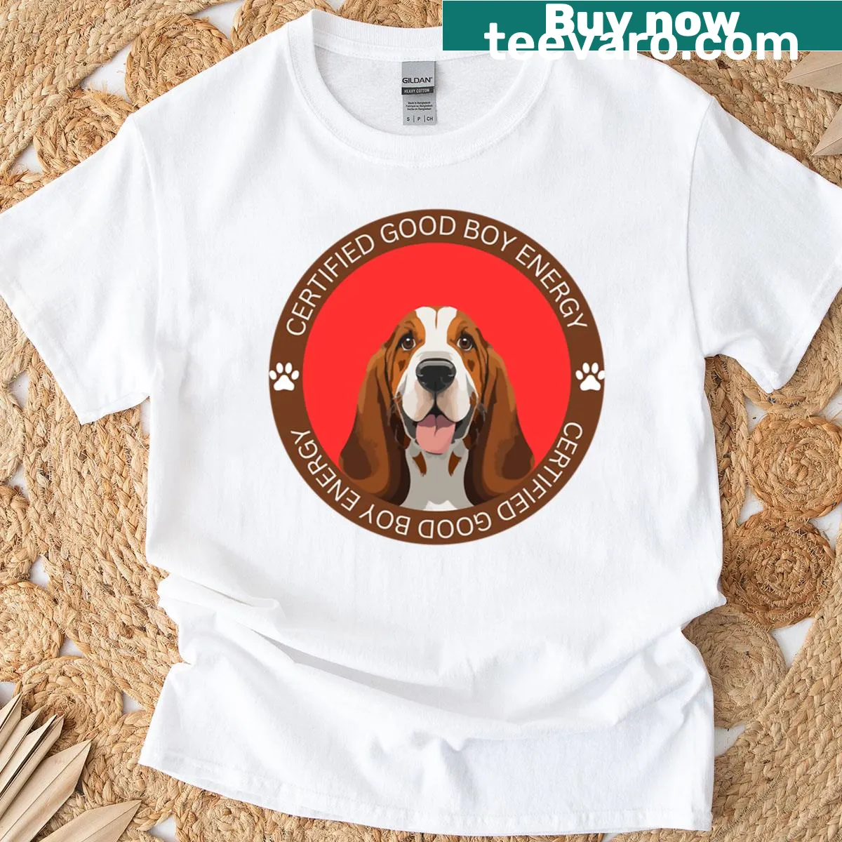 Cute Basset Hound graphic T-shirt for dog lovers — on a men's t-shirt