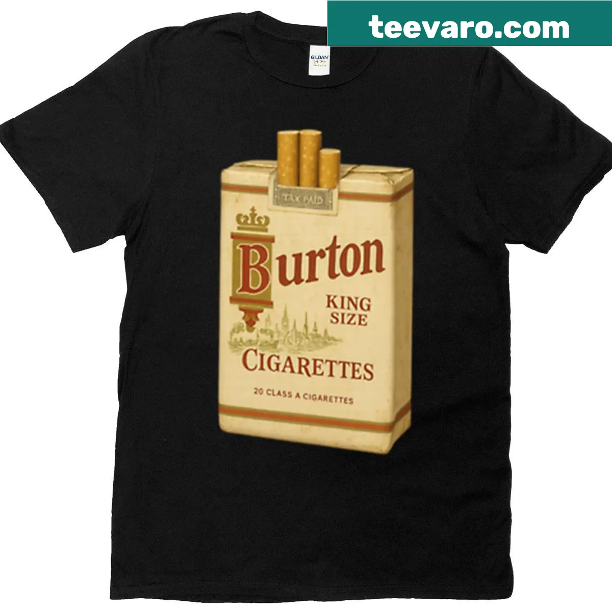 T-shirt featuring the word Cigarettes in bold typography — on a men's t-shirt