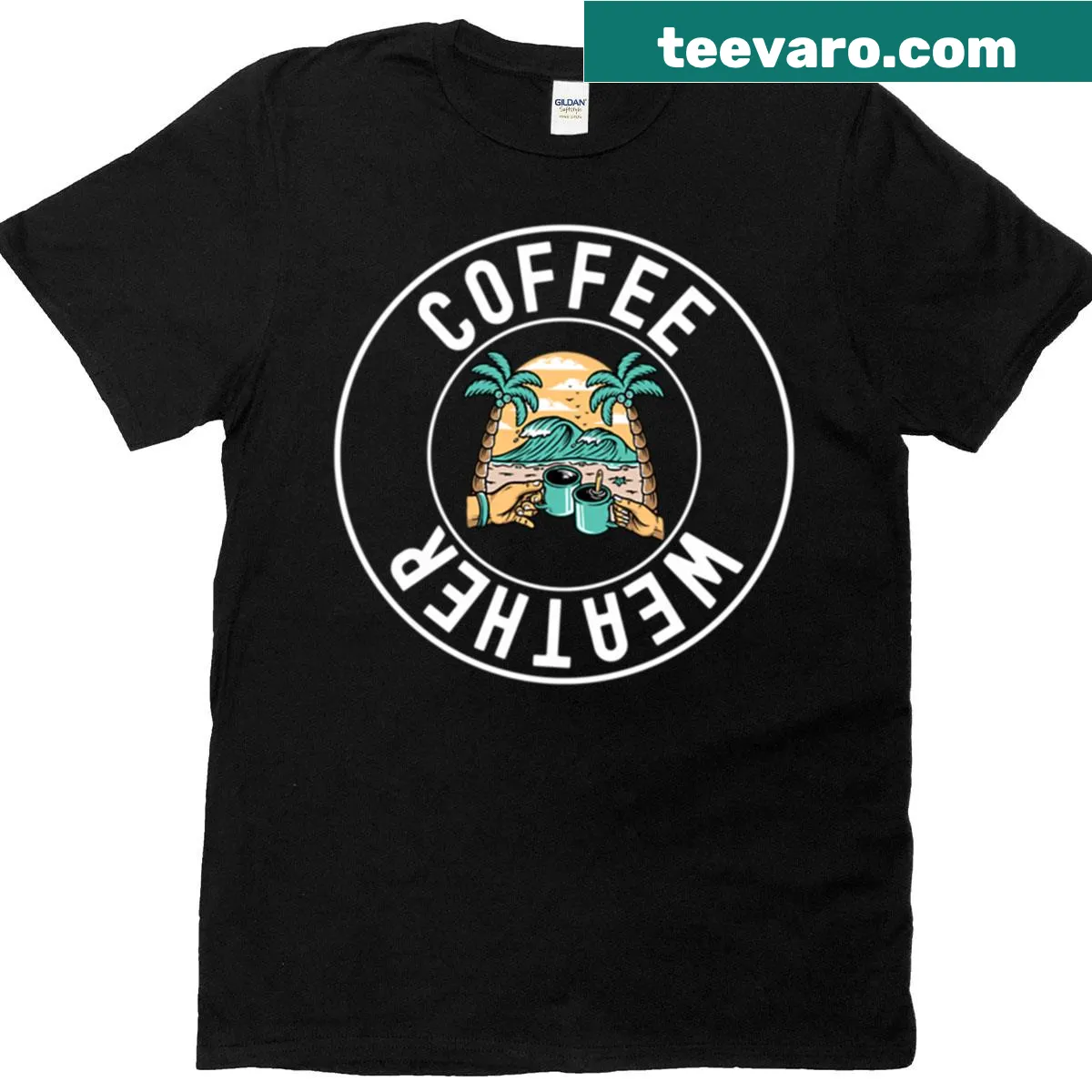 Funny summer coffee lover t-shirt with playful design — on a men's t-shirt