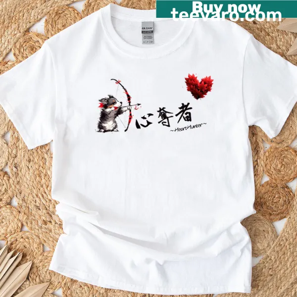 Corgi graphic with Japanese calligraphy and maple leaf on a T-shirt