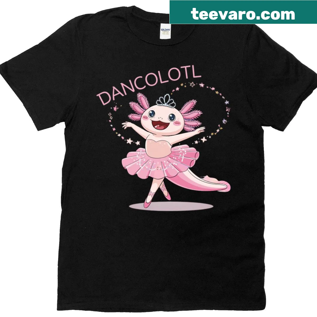 Ballerina axolotl illustration on a T-shirt — on a men's t-shirt