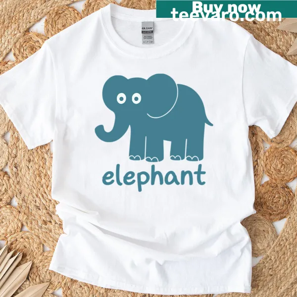 Oversized T-shirt featuring a hand-drawn cute elephant illustration