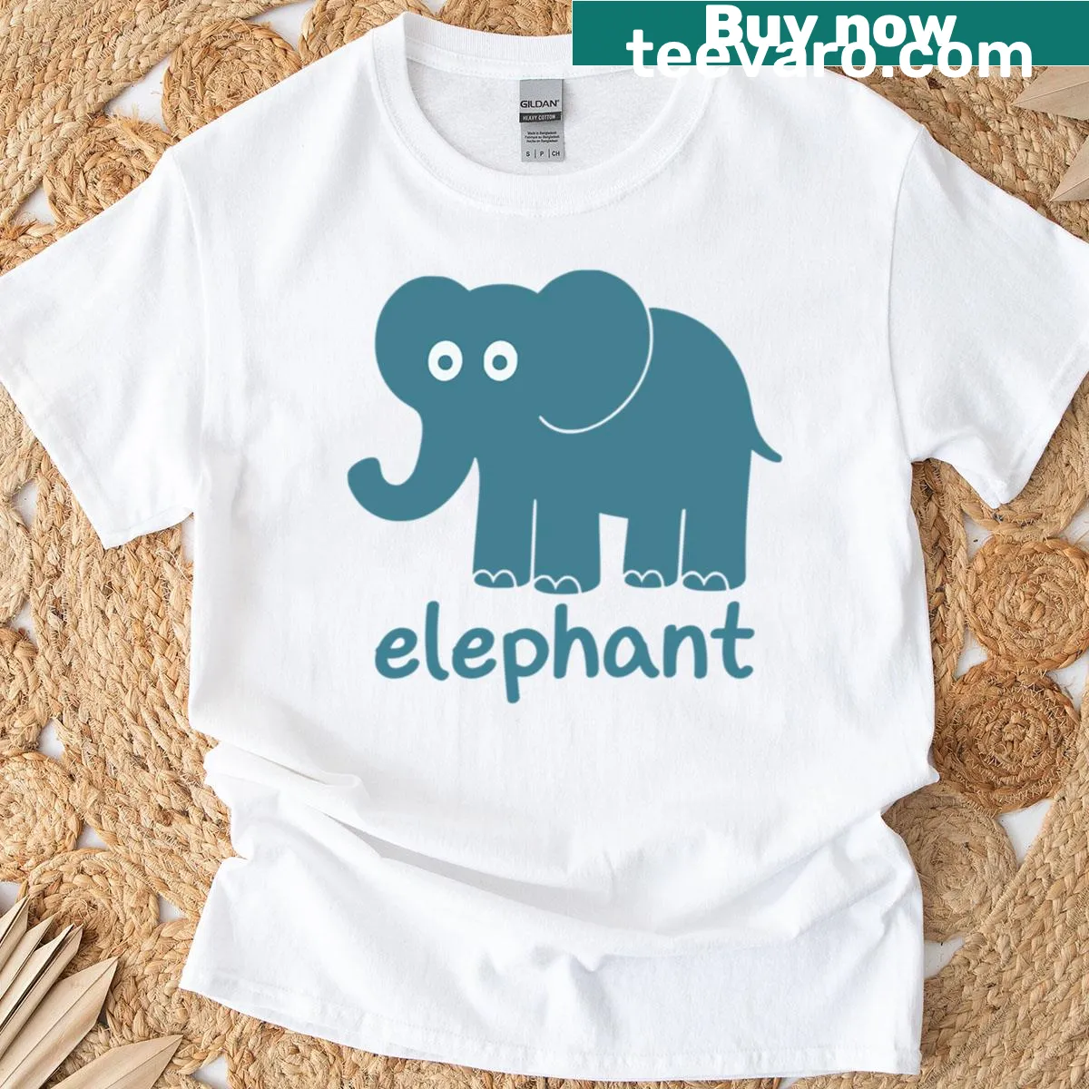 Oversized T-shirt featuring a hand-drawn cute elephant illustration — on a men's t-shirt