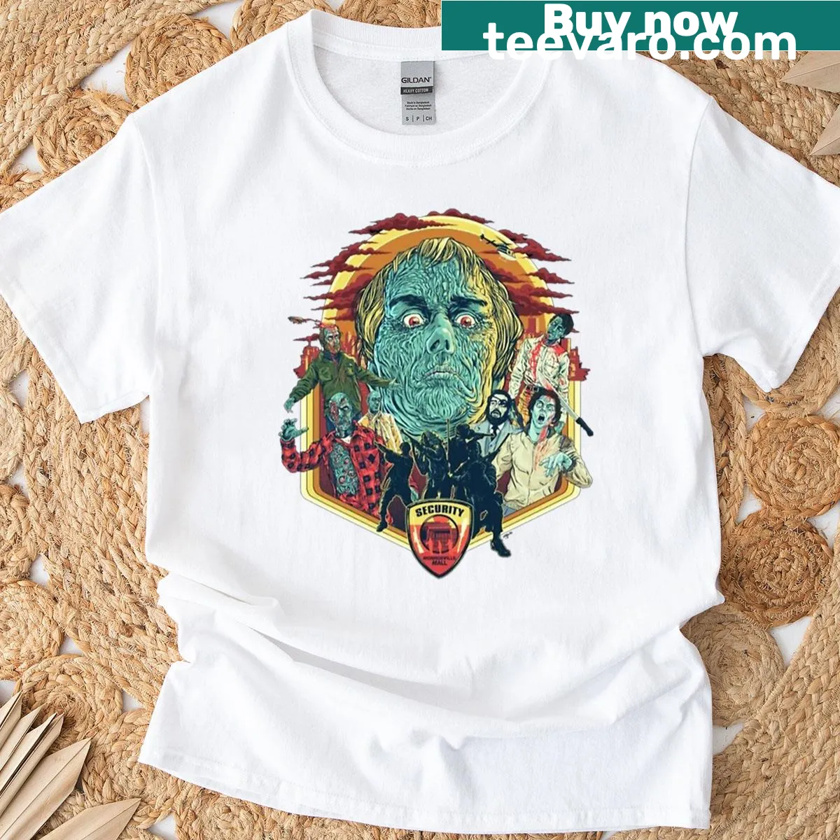 T-shirt featuring bold text 'Dawn Of The Dead' in a horror-themed style — on a men's t-shirt