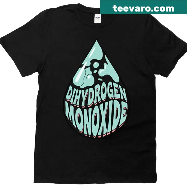 Retro design of a science-themed dihydrogen monoxide droplet T-shirt